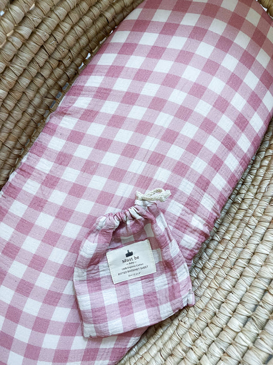 Drap-housse | Coton biologique | Quadrillé rouge bourgogne