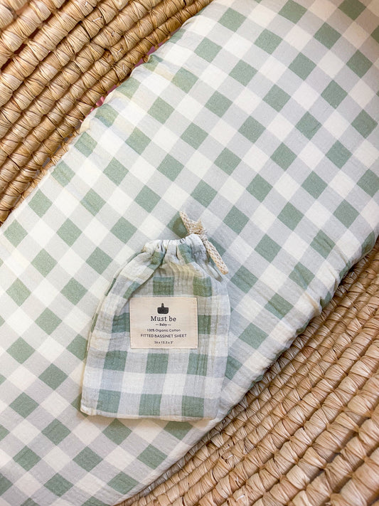 Drap-housse | Coton biologique | Quadrillé vert