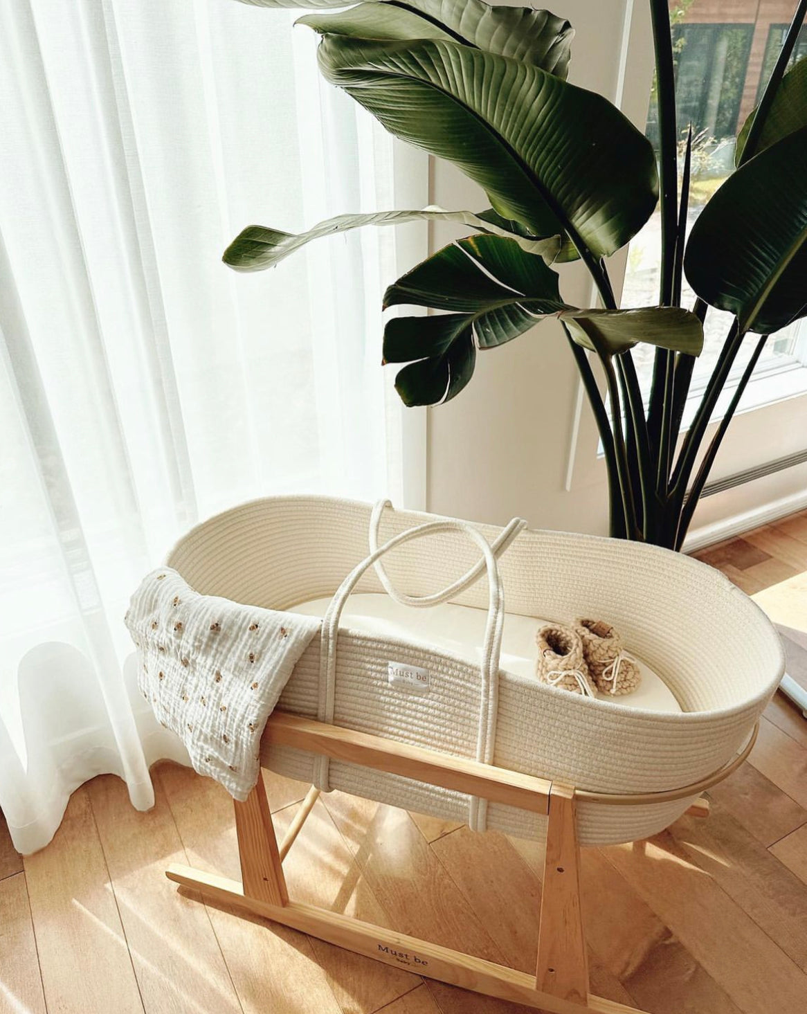 Meringue Cotton Full Bassinet (basket + mattress + support)